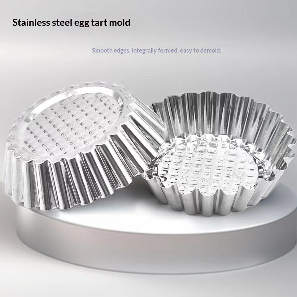 Stainless Steel Egg Tart Cake Mold Cups With Lace Edges For Coconut Egg Tarts