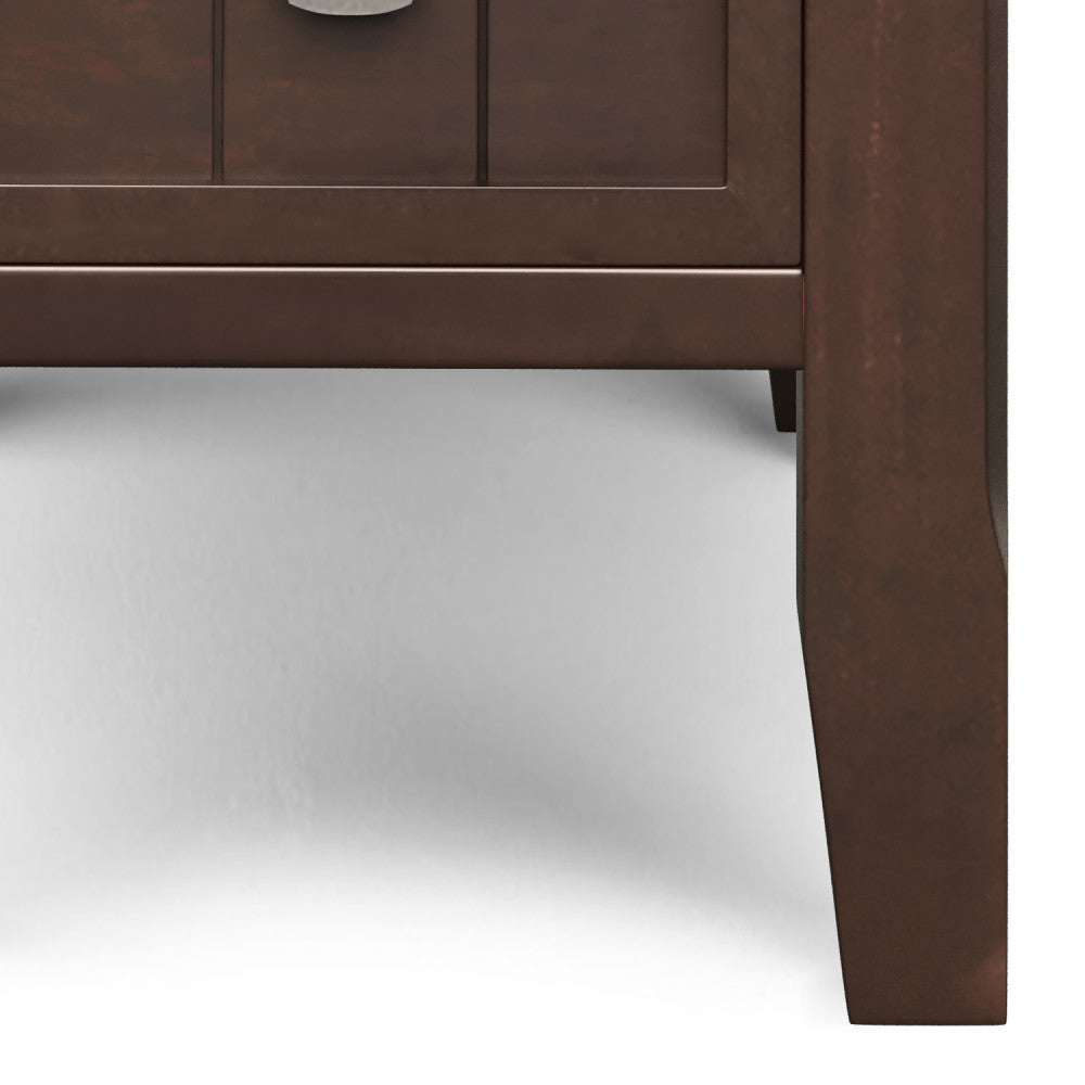 Acadian Solid Wood Narrow Side Table with Drawer in Brunette