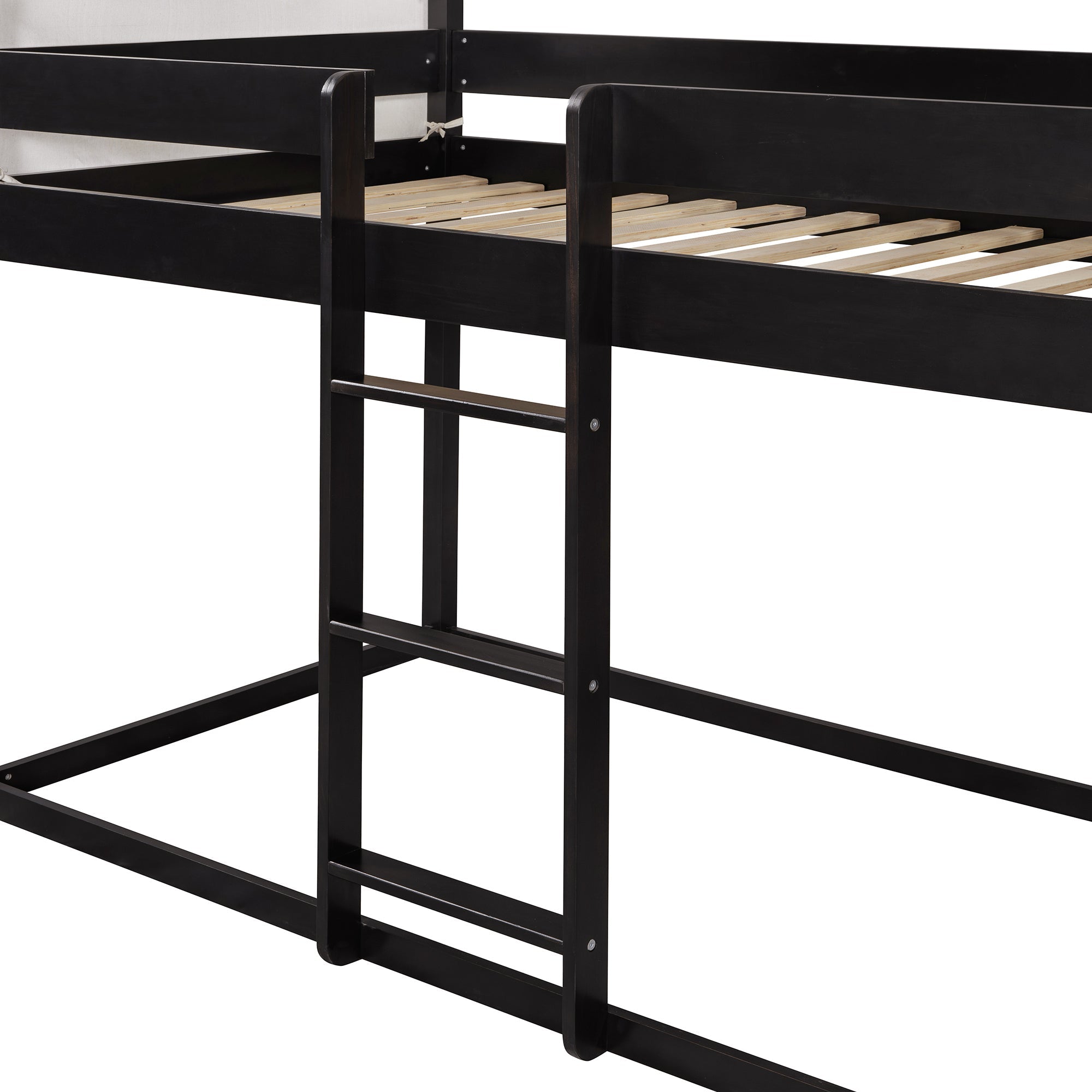Twin Over Twin Wood Bunk Bed with Tent in Espresso