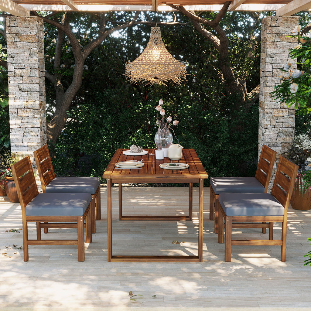 U_STYLE Farmhouse 5-Piece Outdoor Patio Dining Set