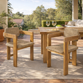 Outdoor Acacia Wood Dining Chair with Handwoven Rattan Seat and Back