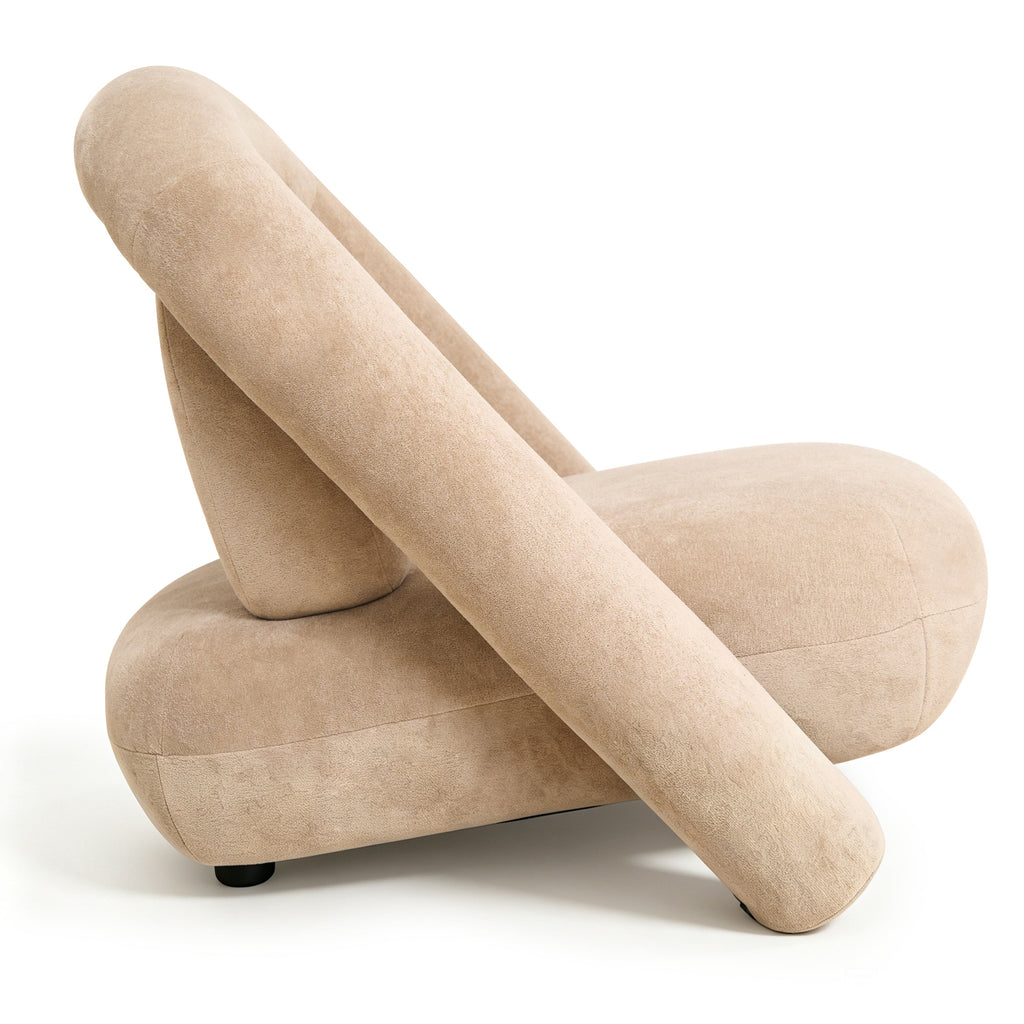 Lounge Chair in Dark Beige Velvet