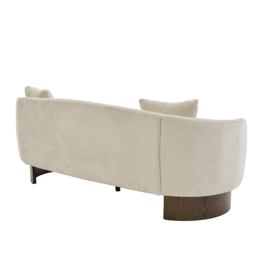 81 In. Curved Boucle Sofa with Wooden Base