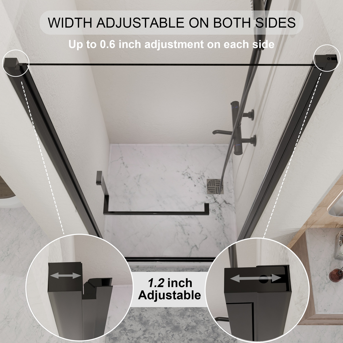 34" -35.2''x 72" Semi-Frameless Pivot Shower Door