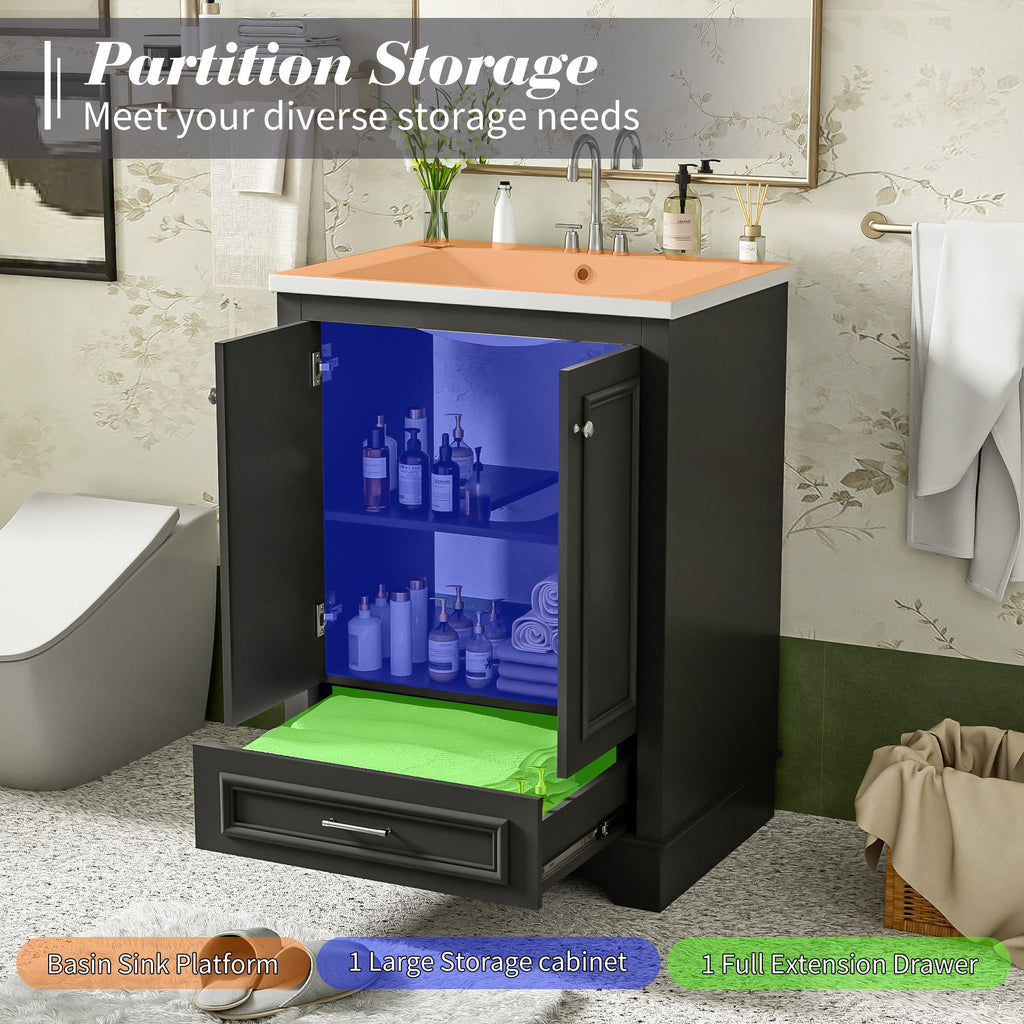 24" Bathroom Vanity with Ceramic Sink Combo