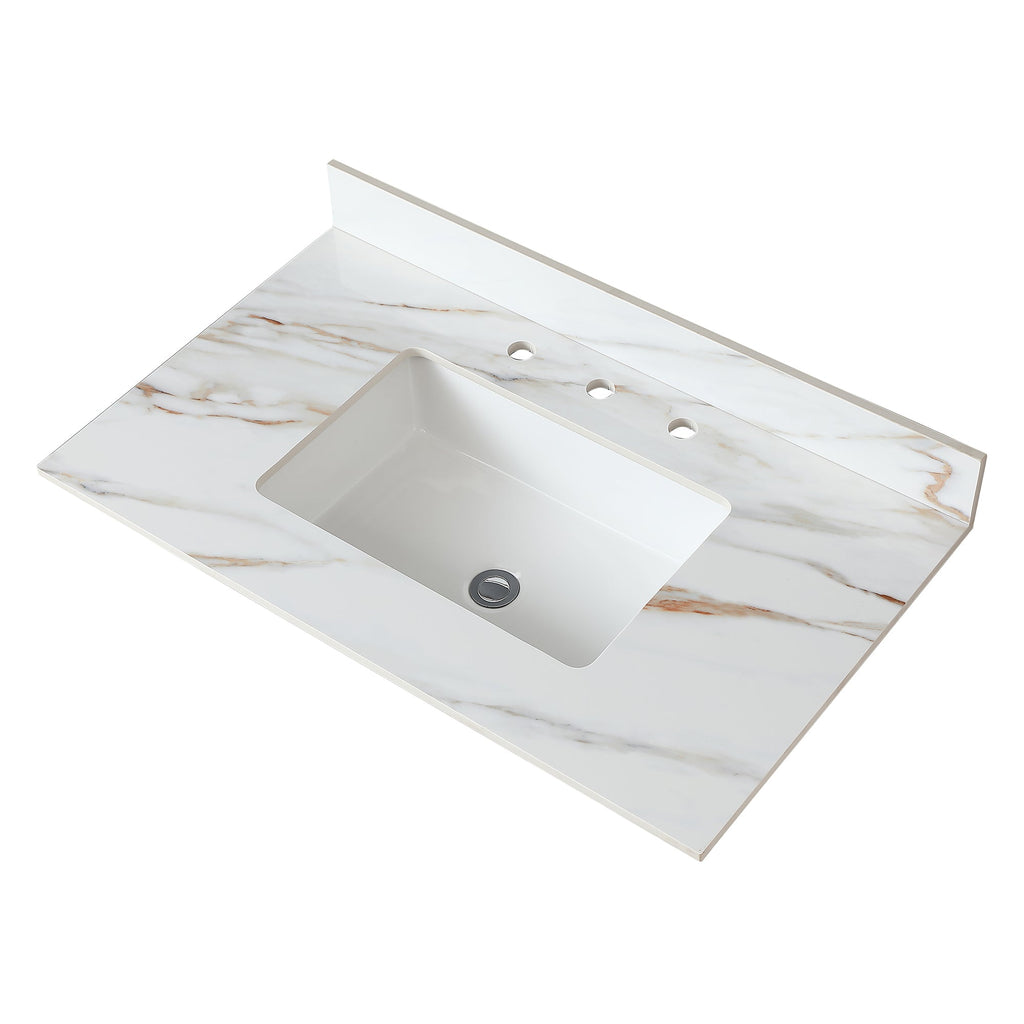 37 Inch Carrara Marble Vanity Top
