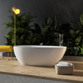 59 Inch Freestanding Egg Shape Solid Surface Bathtub