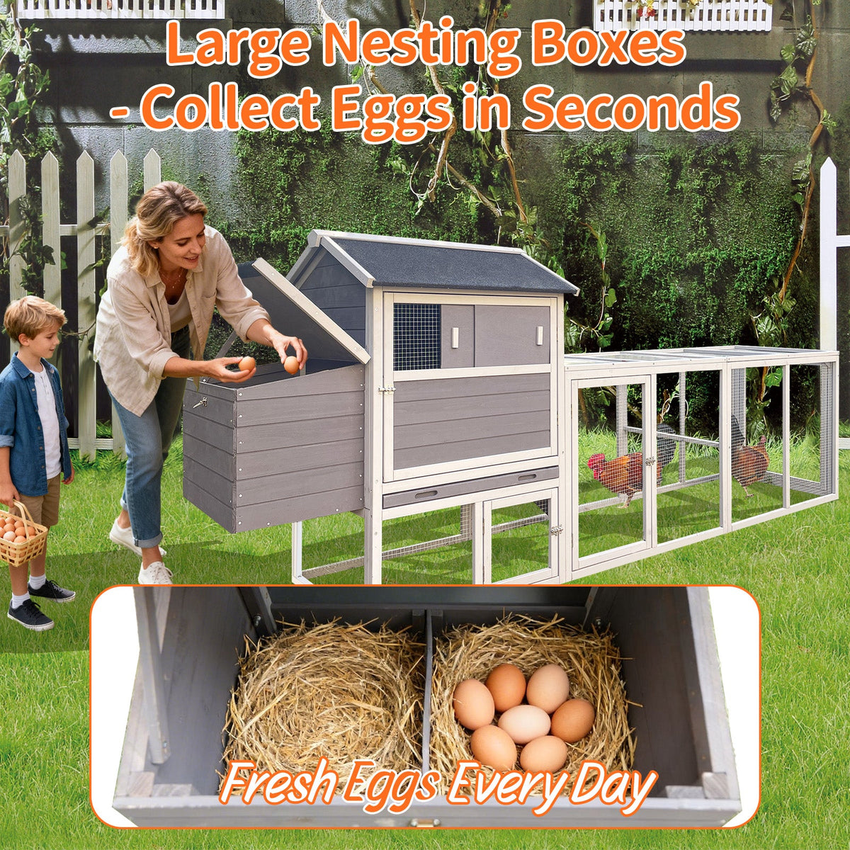 Gray Wooden Chicken Coop