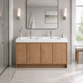 60" Freestanding Bathroom Vanity With Dual Resin Sink