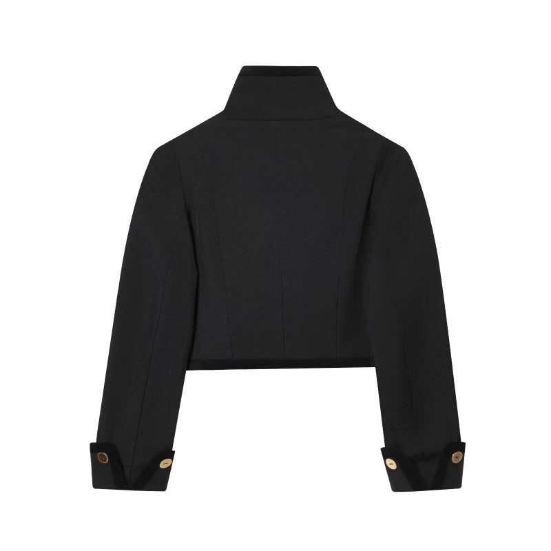 Golden-buttoned Cropped Jacket