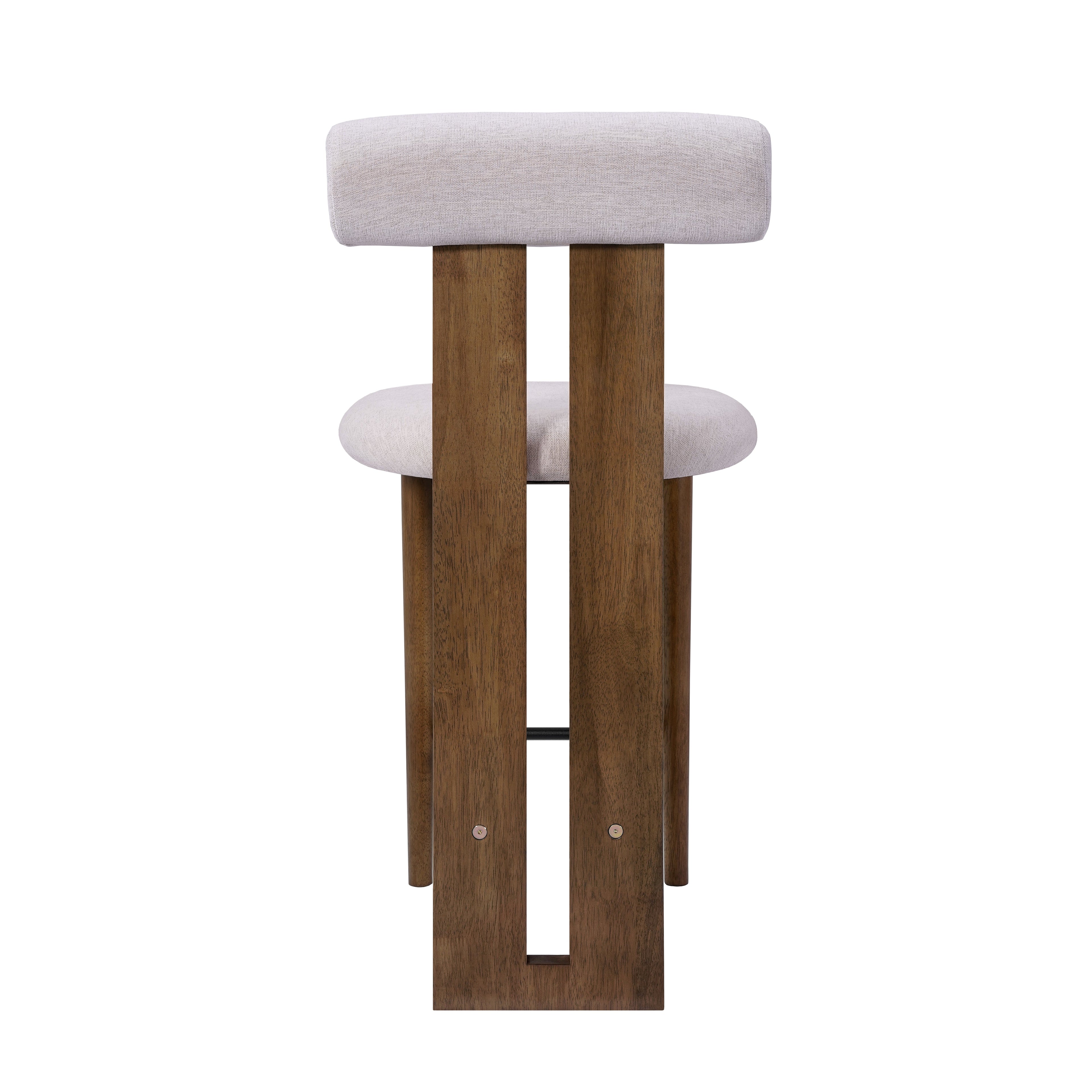 Renee Indoor Modern Split-Back Rubber Wood Counter Stool