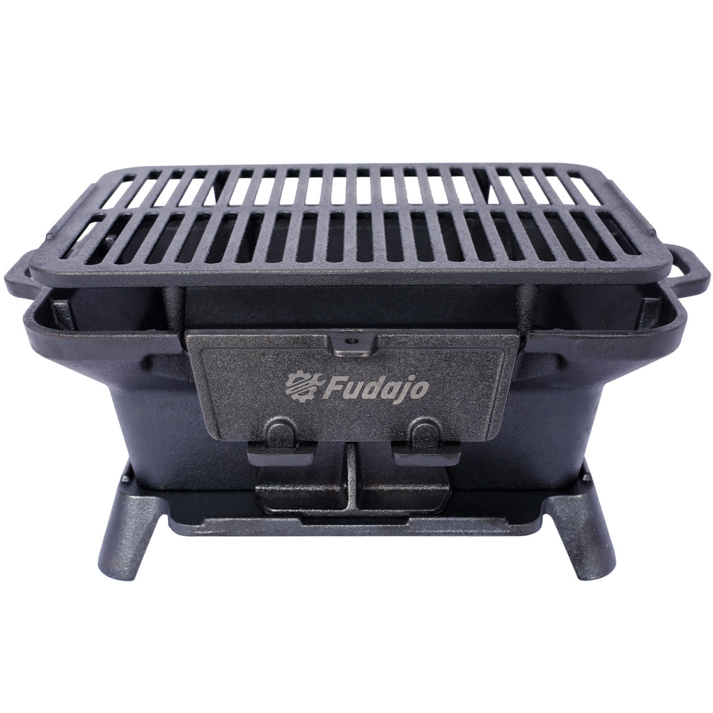 Oval Cast Iron Grill - Portable Outdoor Cooking