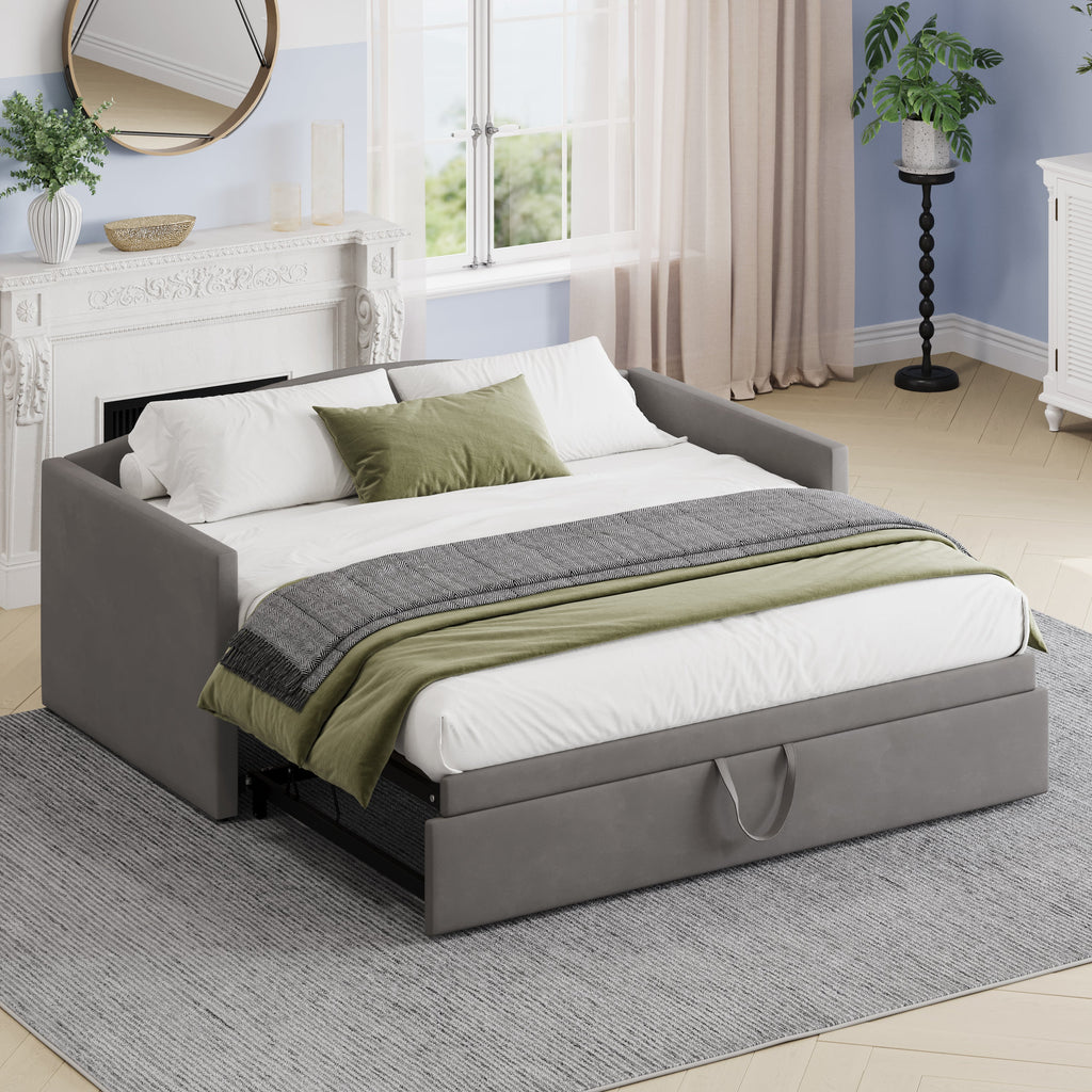 Twin Size Daybed with Extended Pop Up Trundle