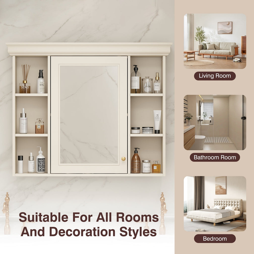 35'' x 28'' Wall Mounted Bathroom Storage Cabinet with Mirror