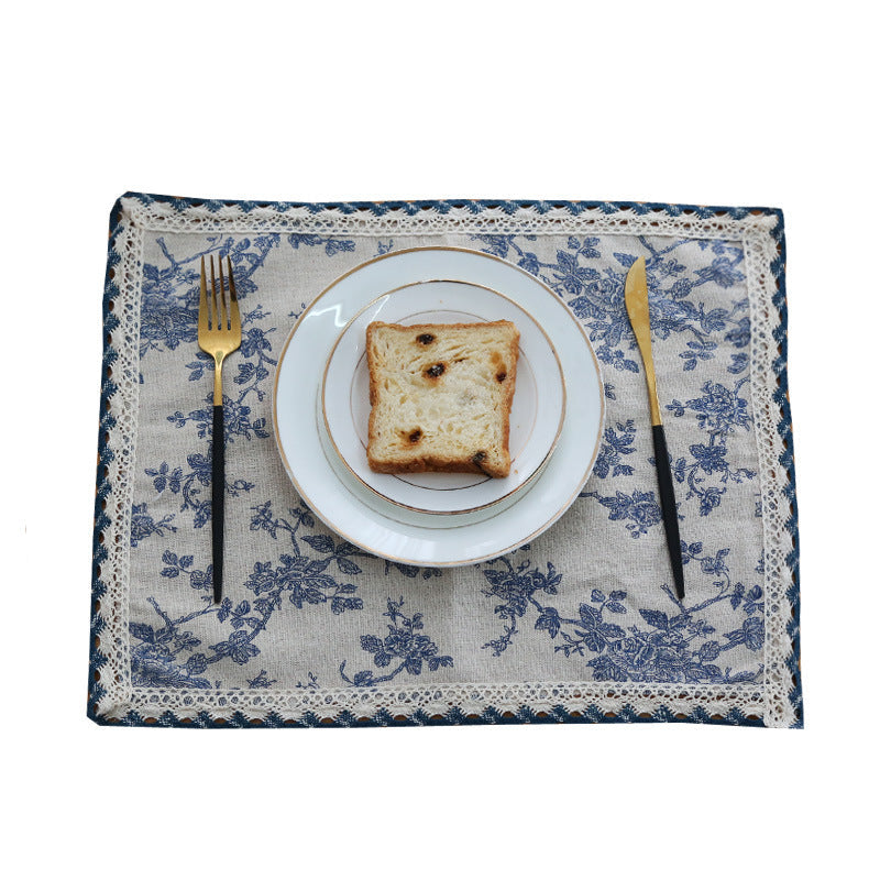 Pastoral French-style Fabric Lace Placemat And Napkin Ring Set