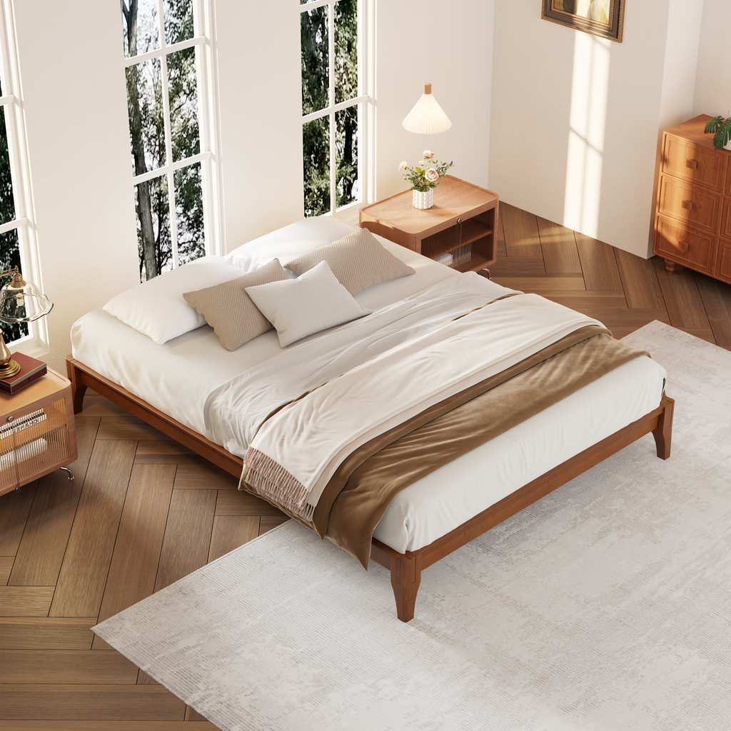 12 Inch Queen Size Solid Dry Bamboo Wood Platform Bed Frame