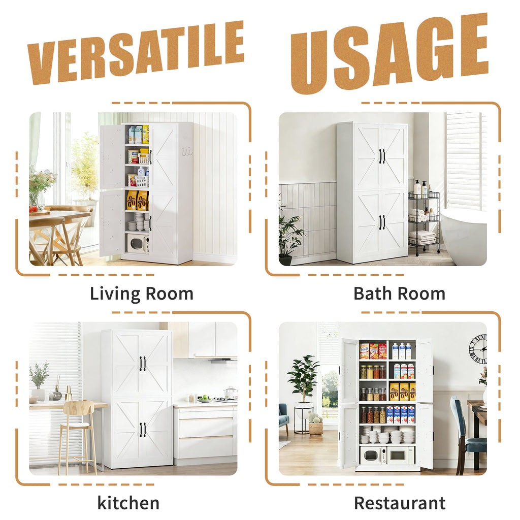 White Steel Kitchen Pantry Storage Cabinet