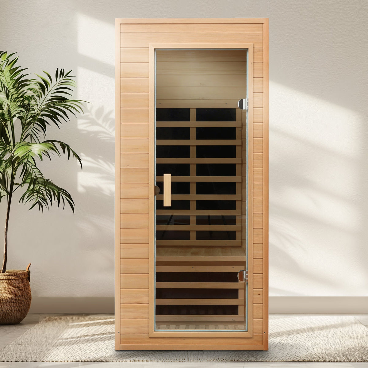 Hemlock Wood One-Person Far Infrared and Red-Light Indoor Sauna Room