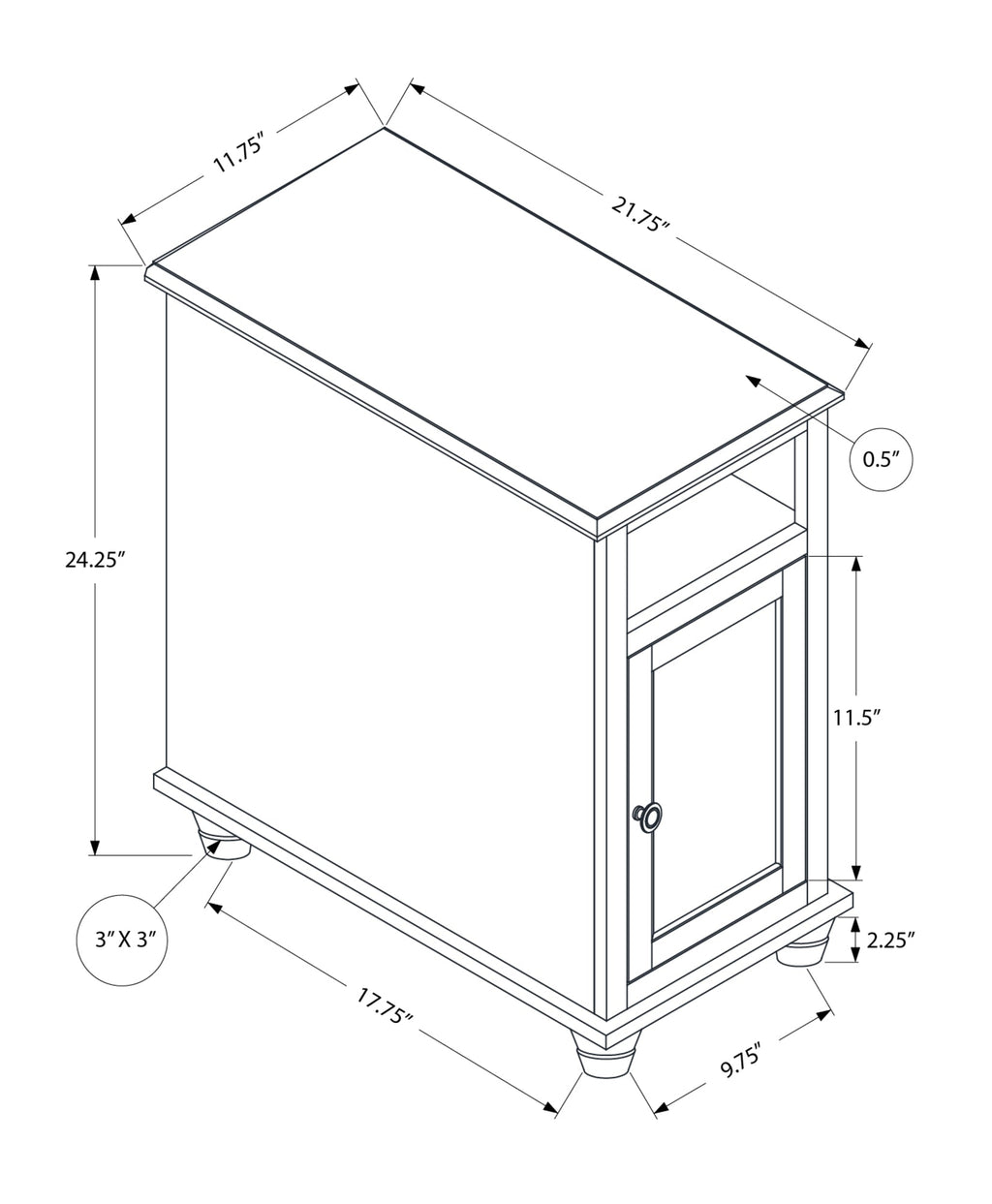 Accent Table - Versatile Side Table for Bedroom and Living Room
