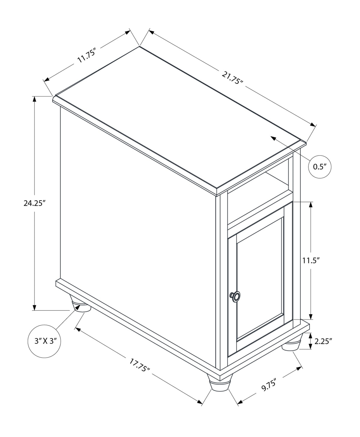 Accent Table - Versatile Side Table for Bedroom and Living Room