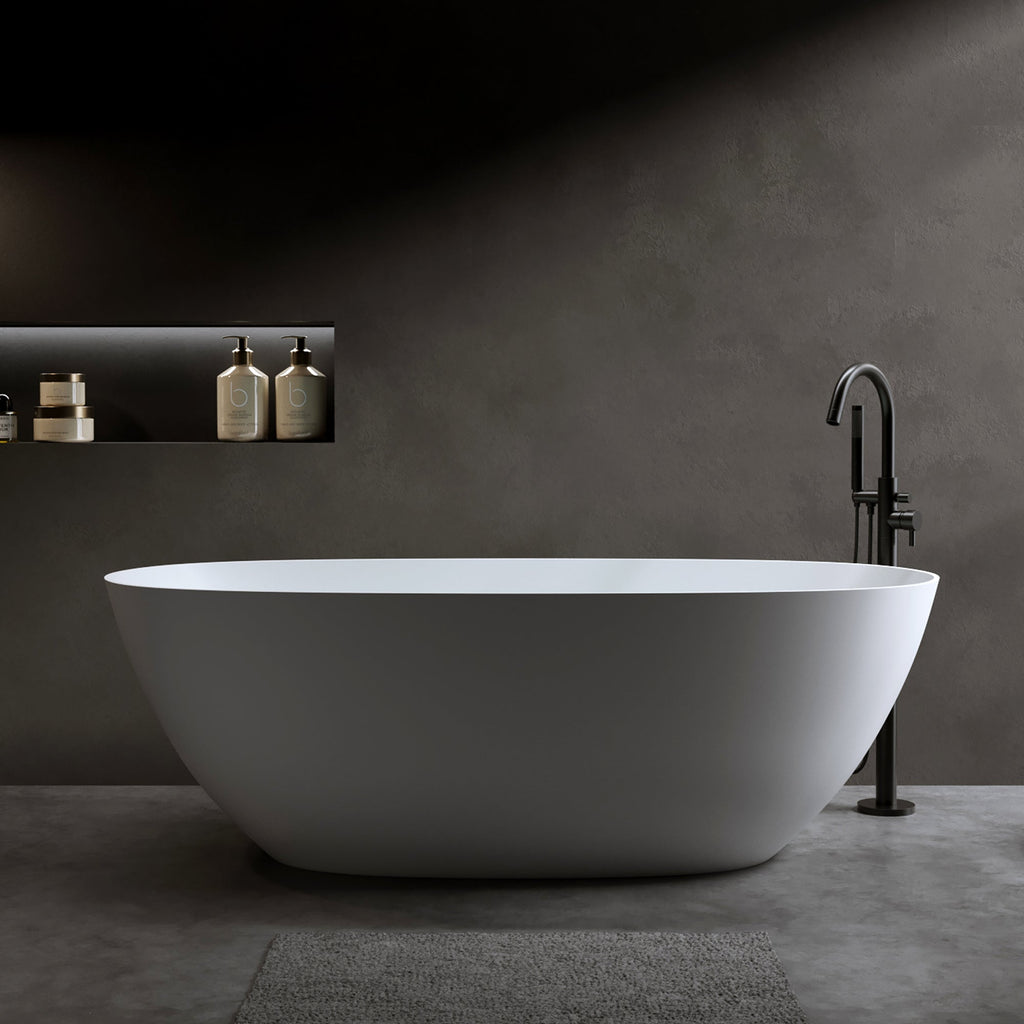 57" Solid Surface Matte Tub - Freestanding Soaking Bathtub