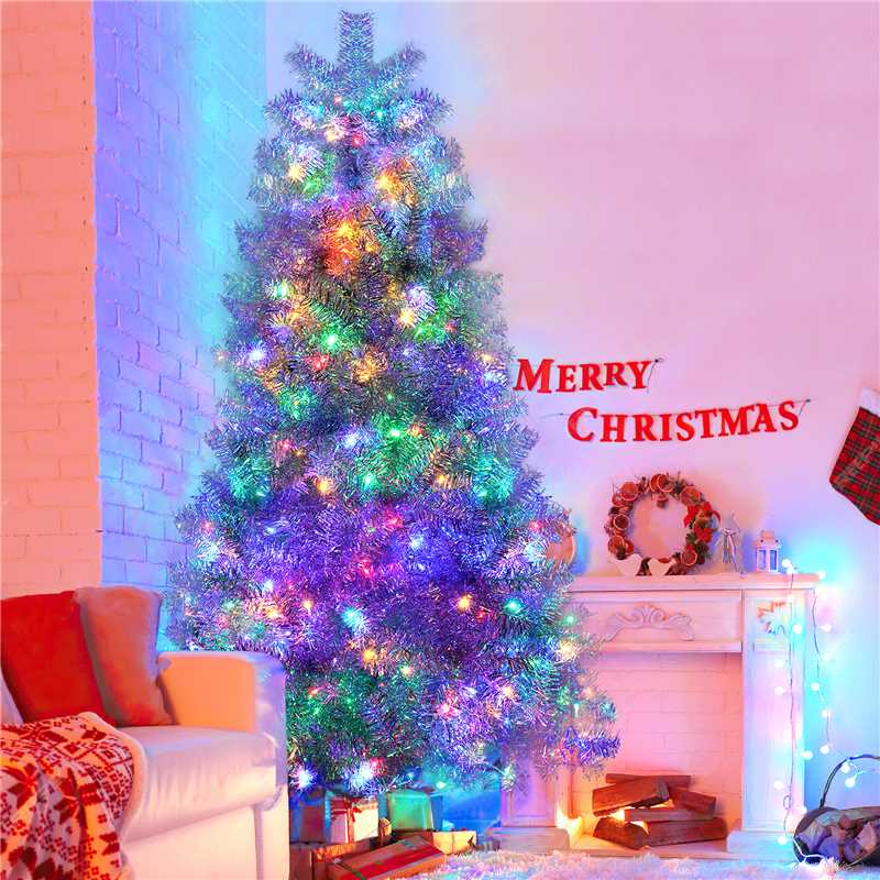 7.4FT Sliver Pre-Lit Artificial Christmas Tree