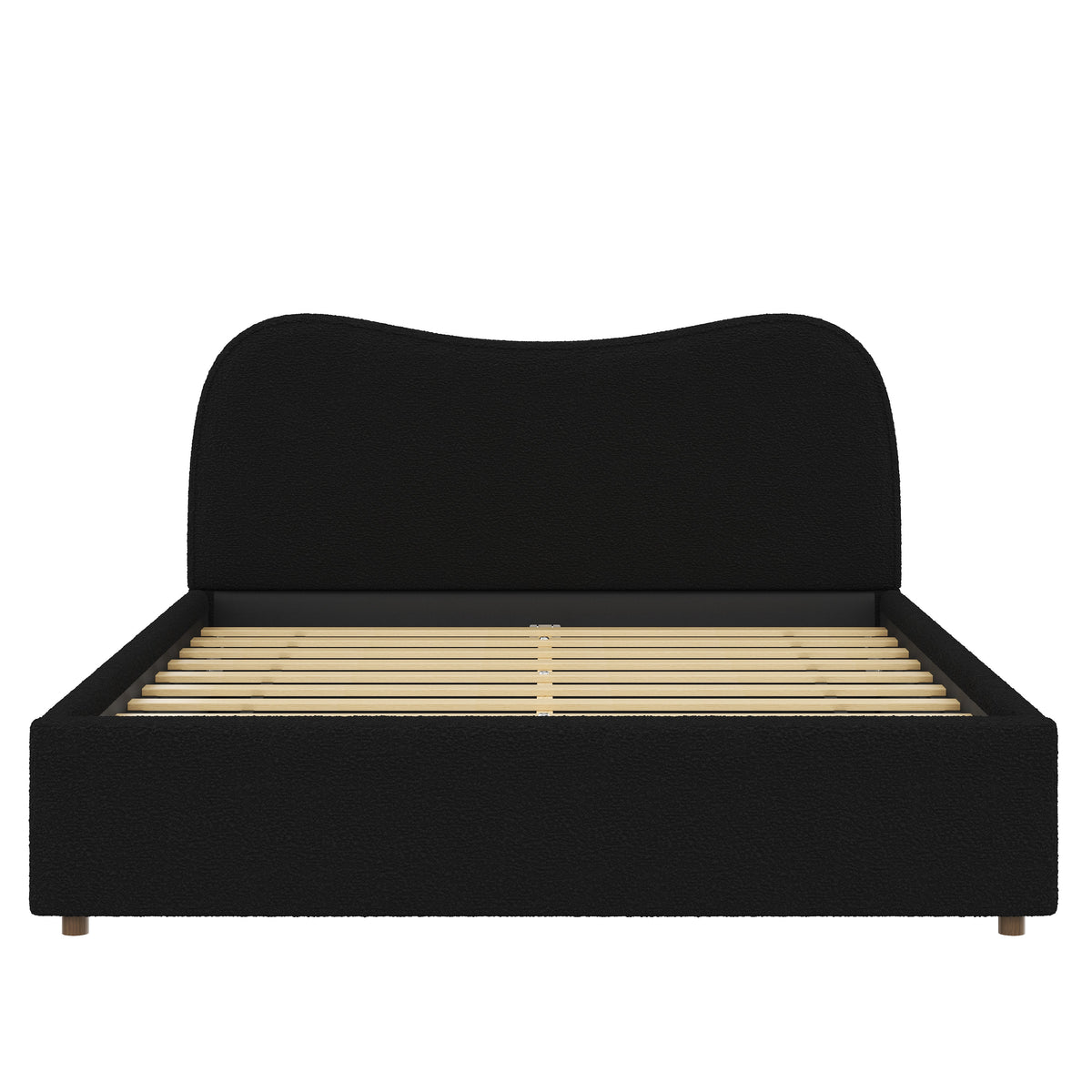 Queen Size Upholstered Platform Bed with Wooden Slats