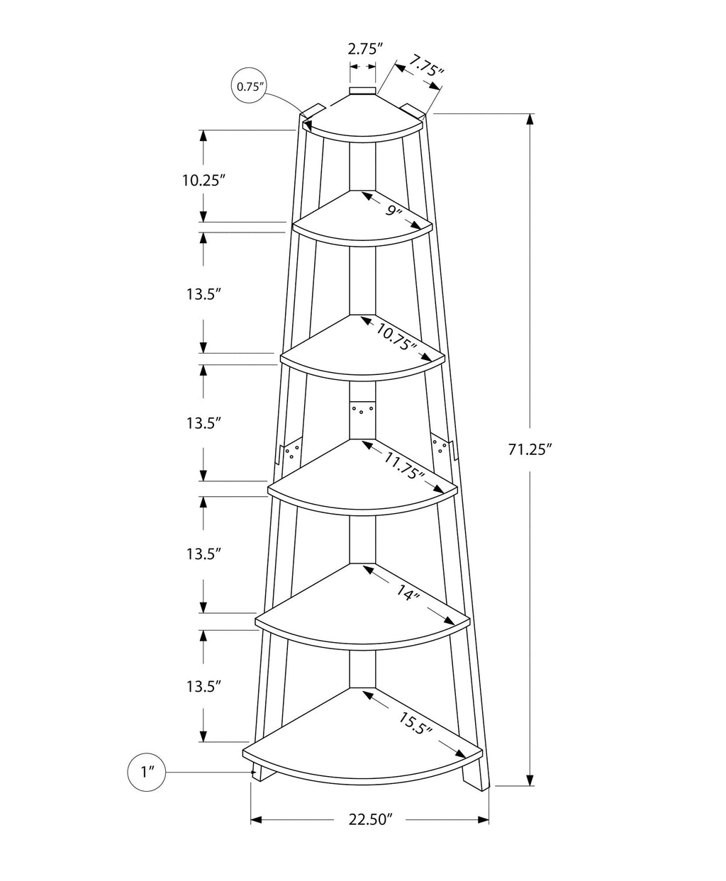 Five-Tier Corner Bookshelf