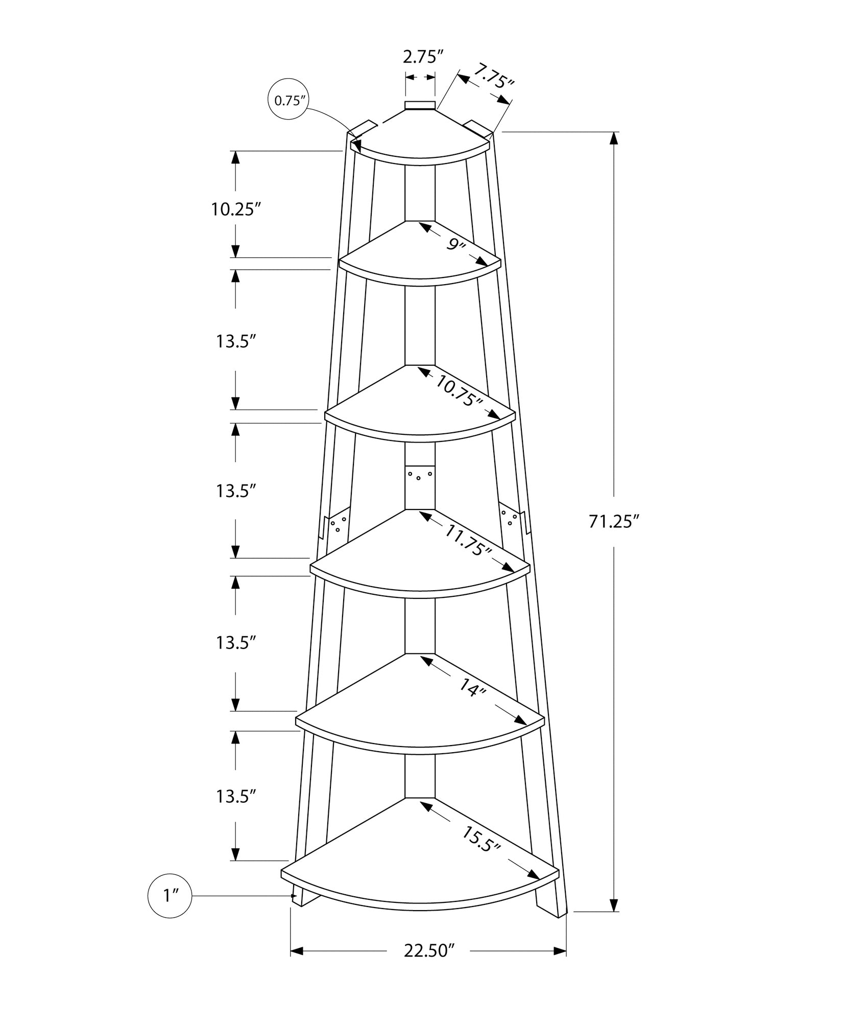 Five-Tier Corner Bookshelf