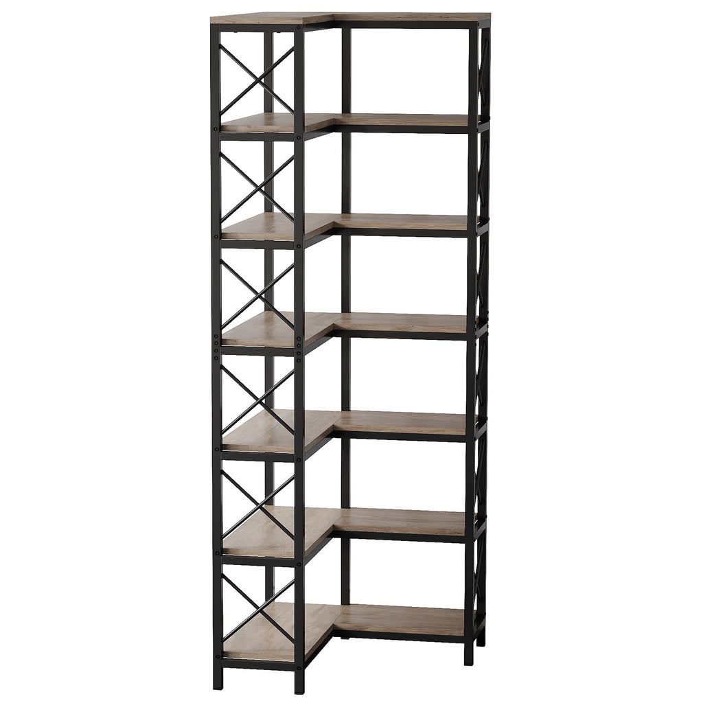 79.53" Tall 7-Tier Large Corner Bookshelf