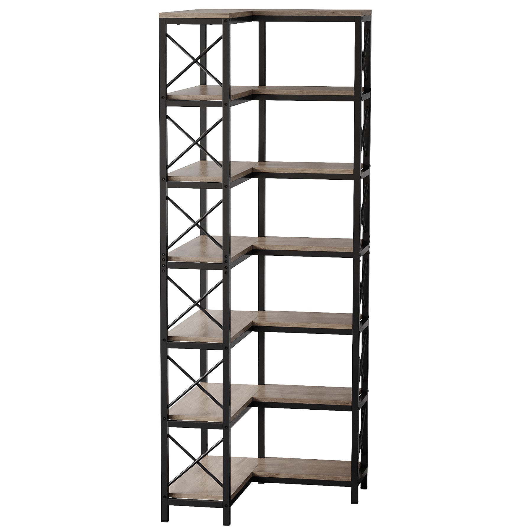 79.53" Tall 7-Tier Large Corner Bookshelf