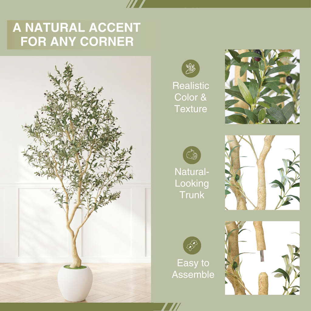 8.2FT Artificial Olive Tree With Big Decorative Planter