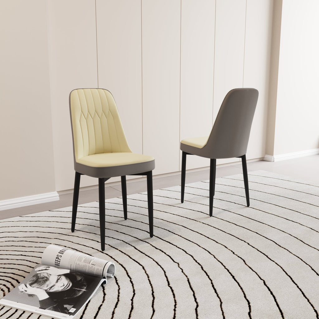 Set of 2 Modern PU Leather Dining Chairs