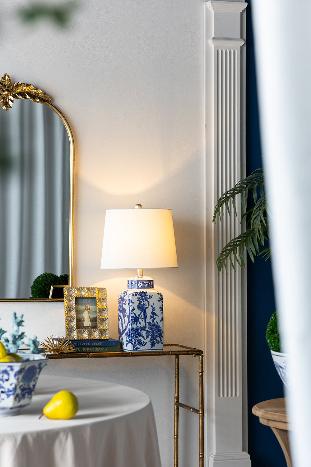 Elegant Table Lamp with Blue Decorative Patterns