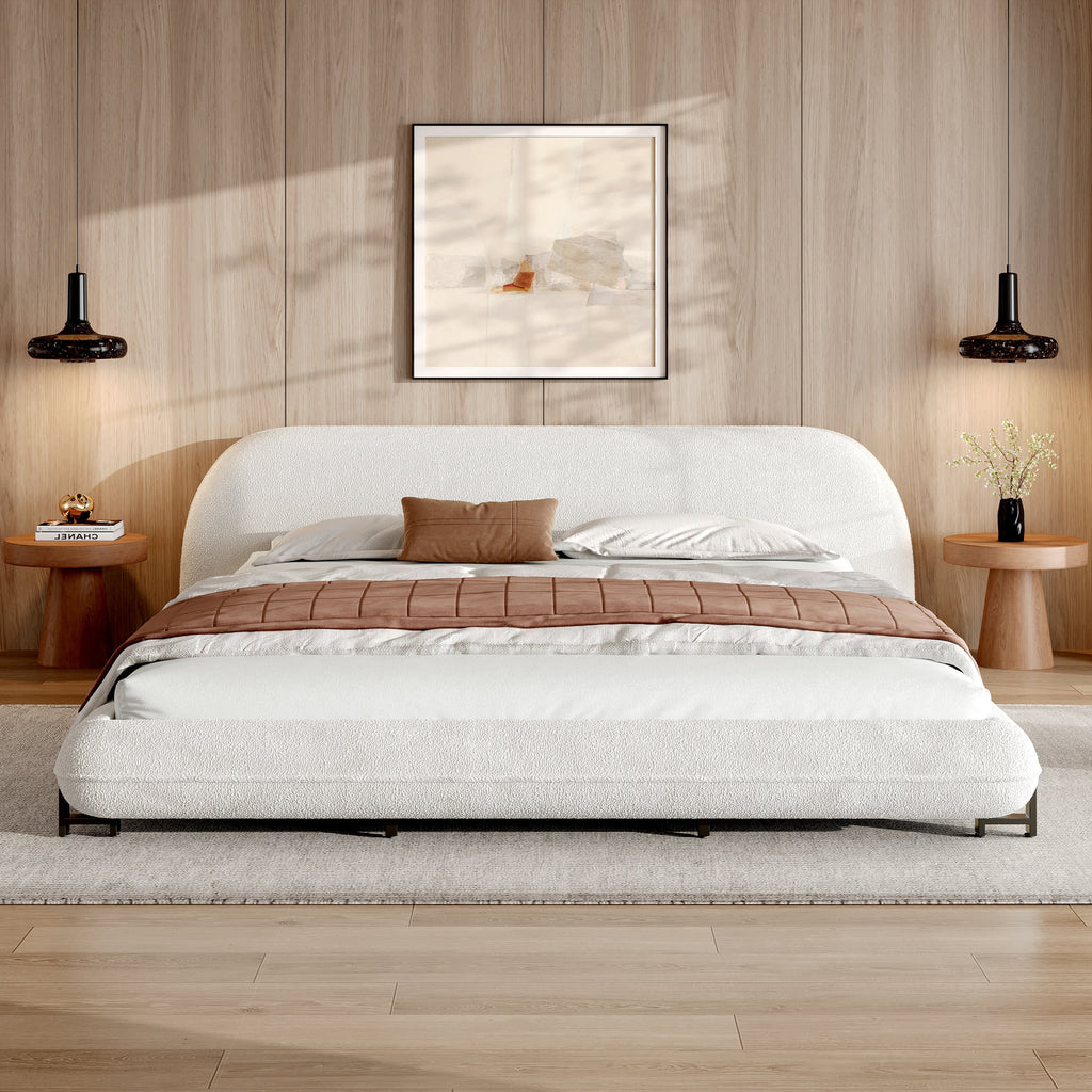 California King Size Bed Frame with Boucle Fabric