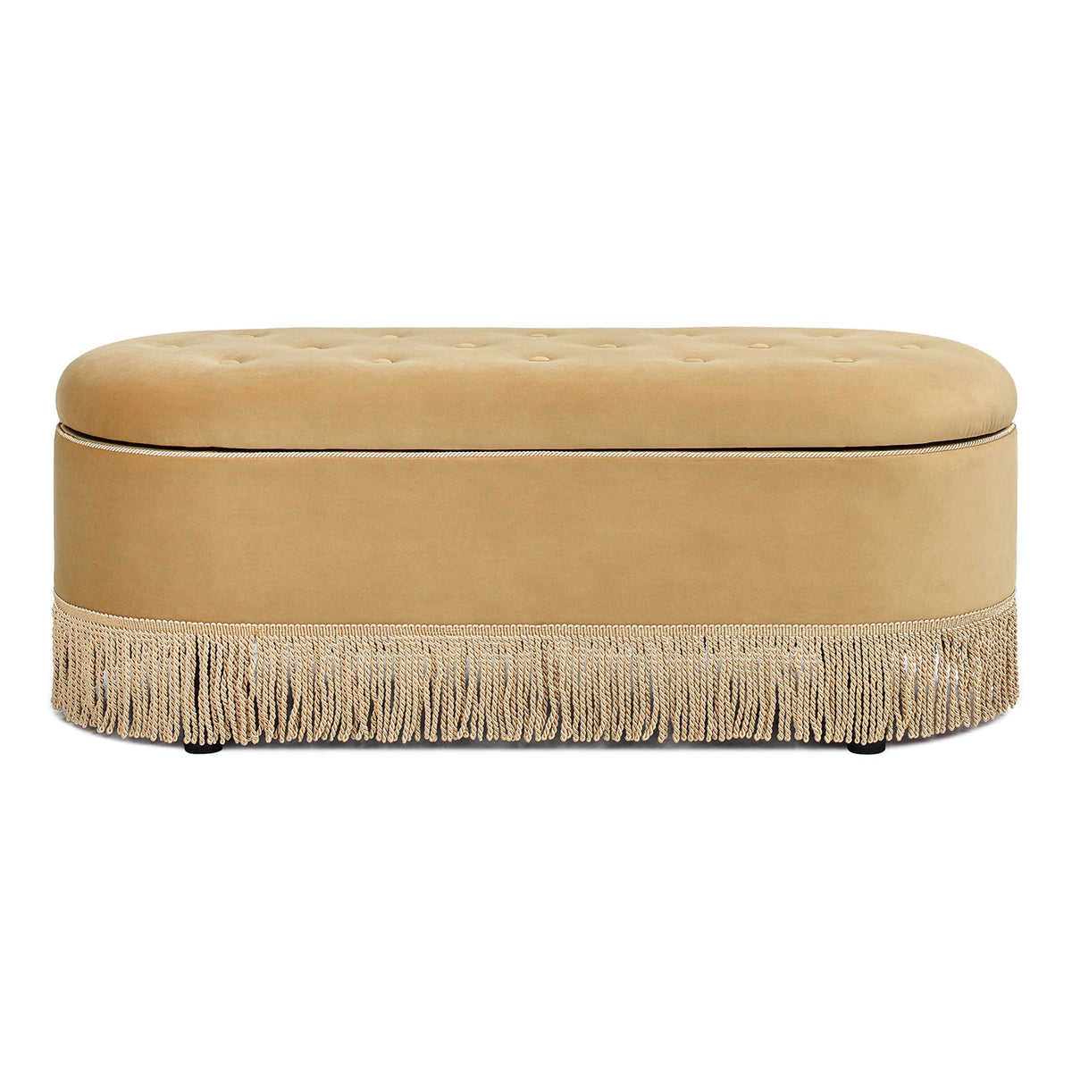 Melinda 48.5" Oval Tufted Bullion Fringe Storage Bench