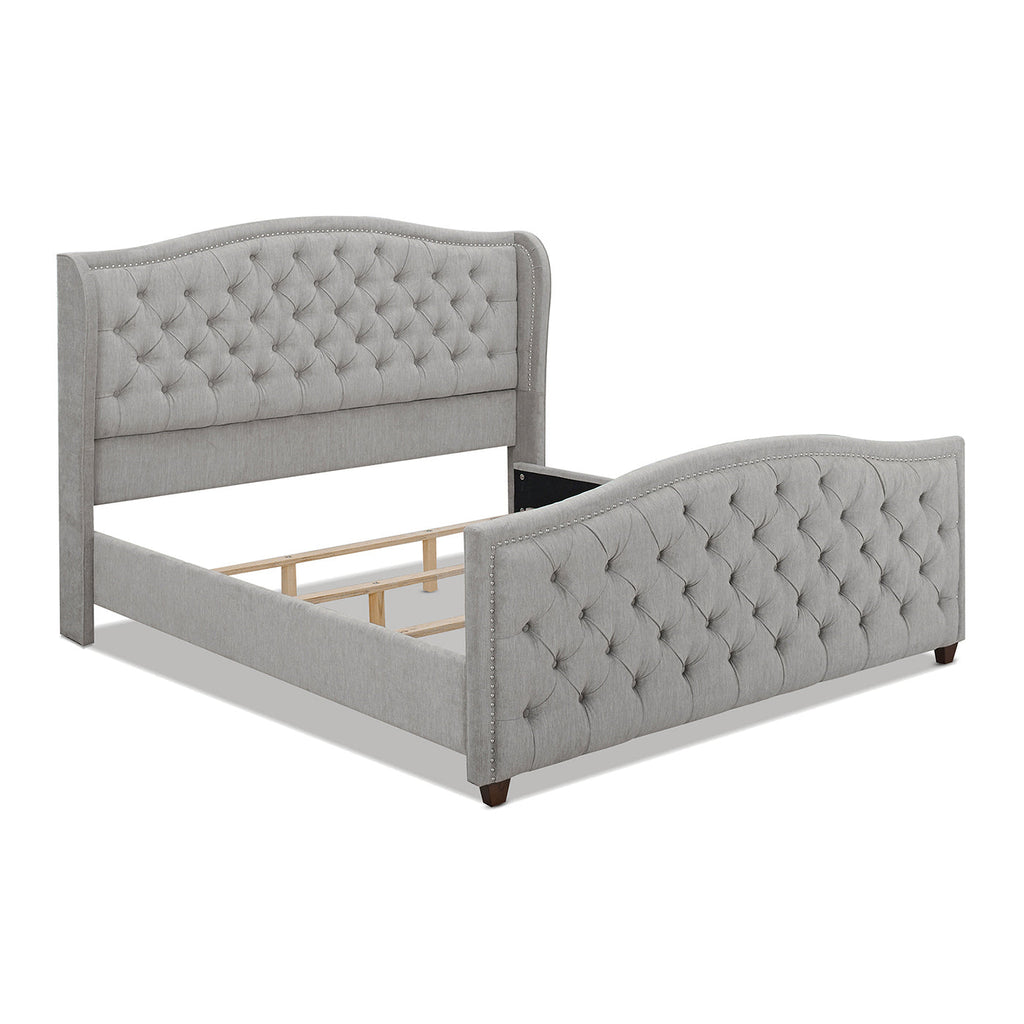 Marcella Upholstered Shelter Headboard Bed Set, King
