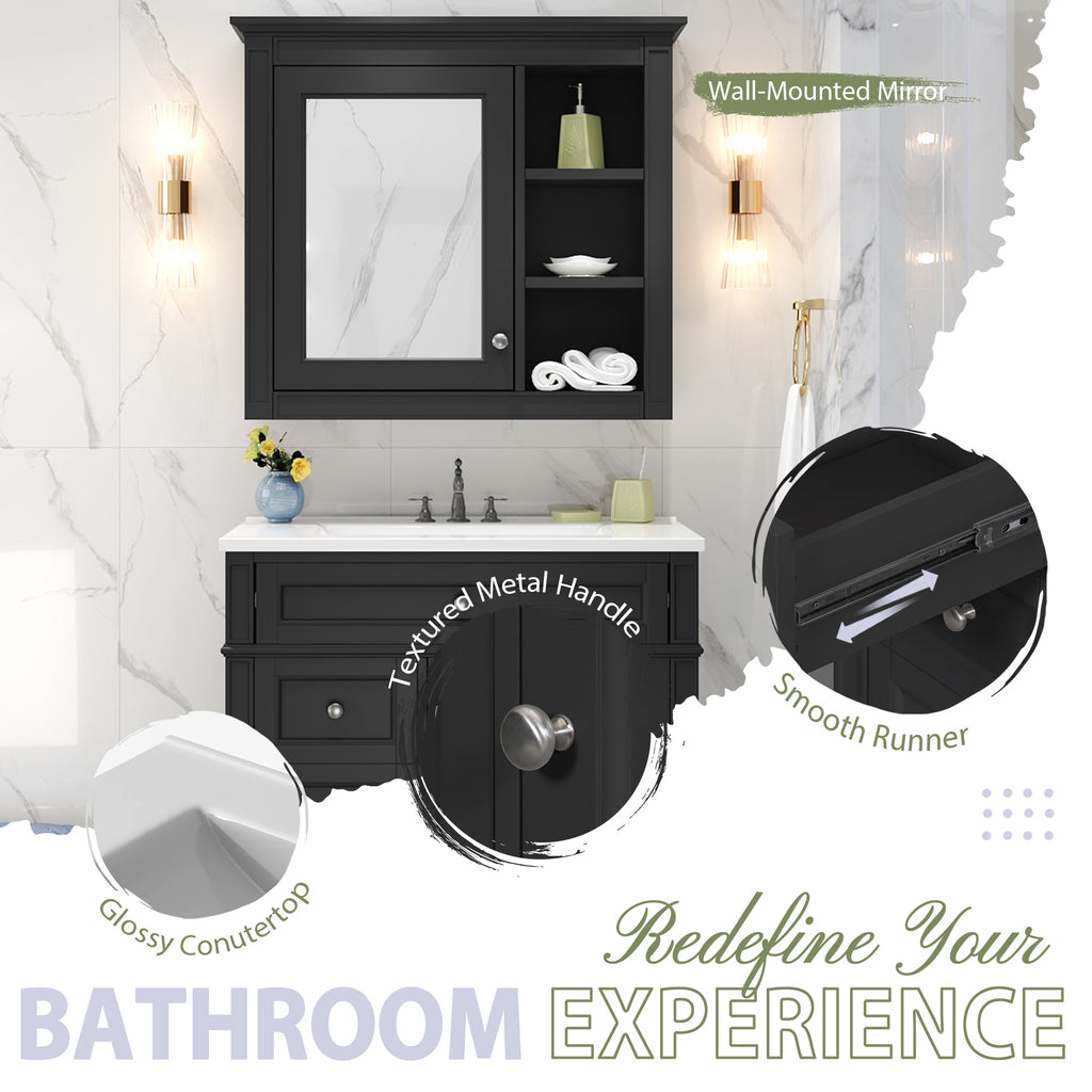30" Bathroom Vanity with Top Sink, Modern Storage Cabinet