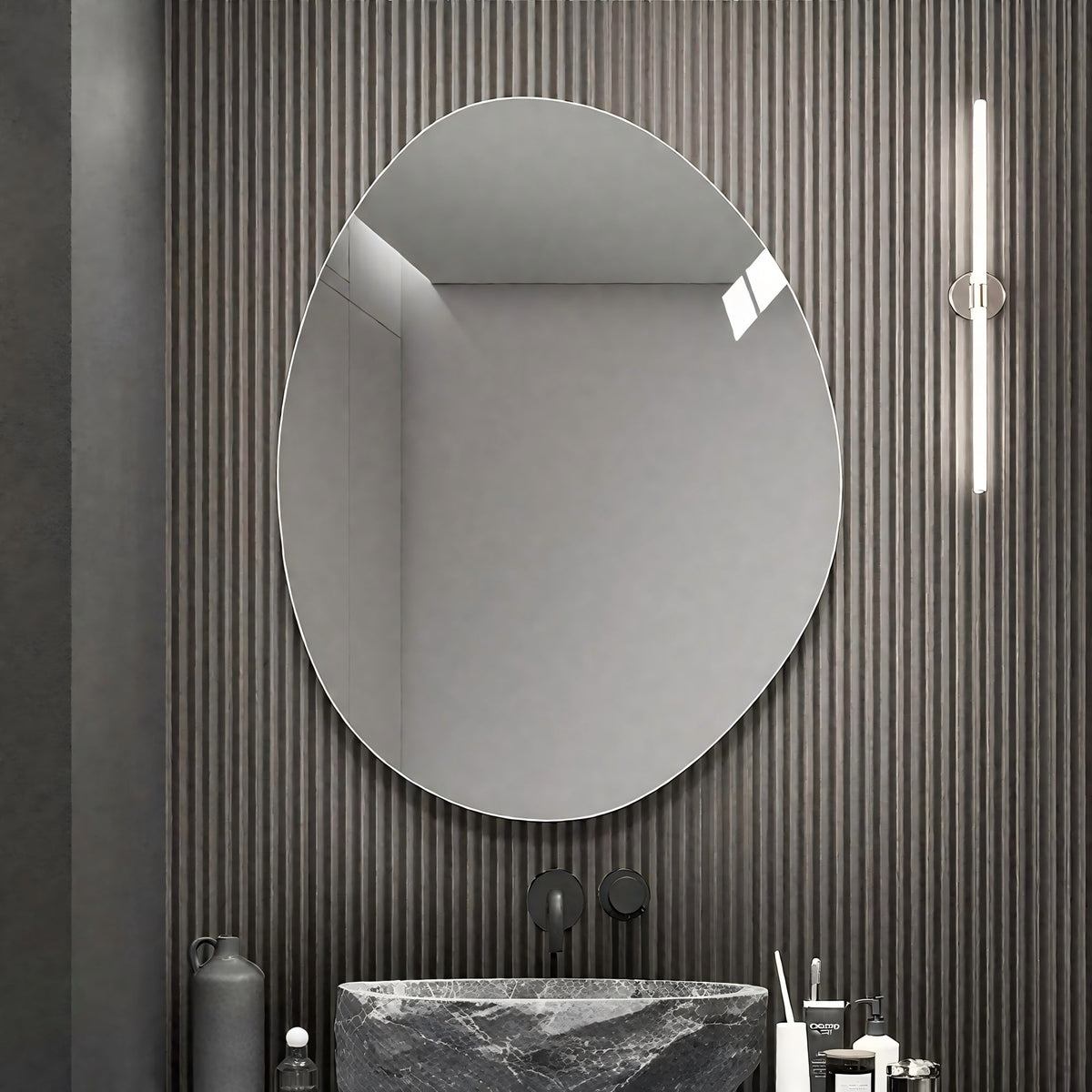 40 in. x 32 in. Modern Asymmetrical Bathroom Wall Mirror