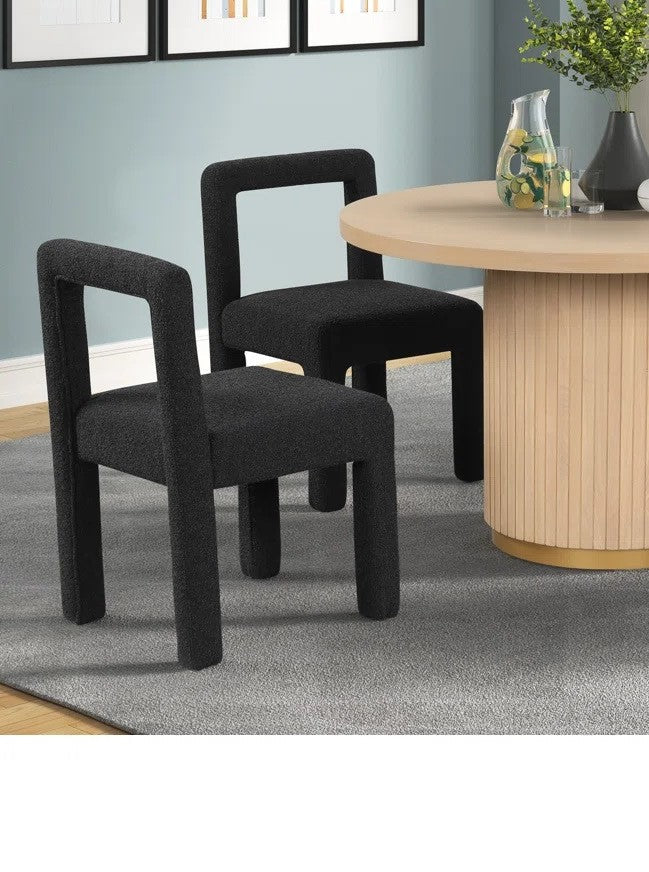 Modern Dining Chair Set of 2, Boucle Upholstered