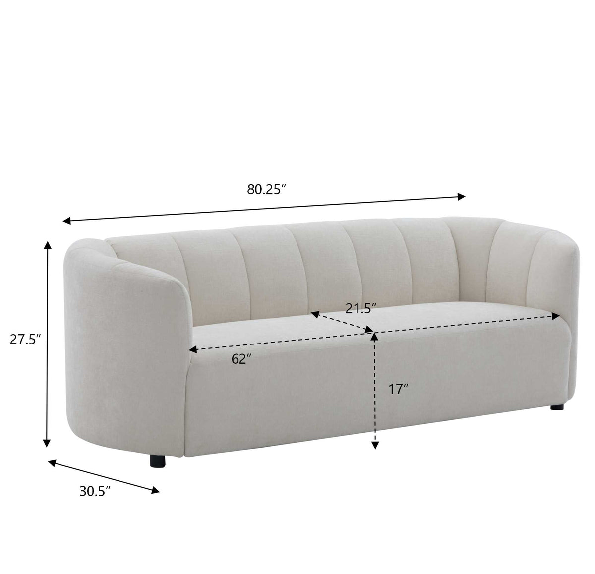 Mirelle 80 in. Modern Curved Chenille Sofa Couch