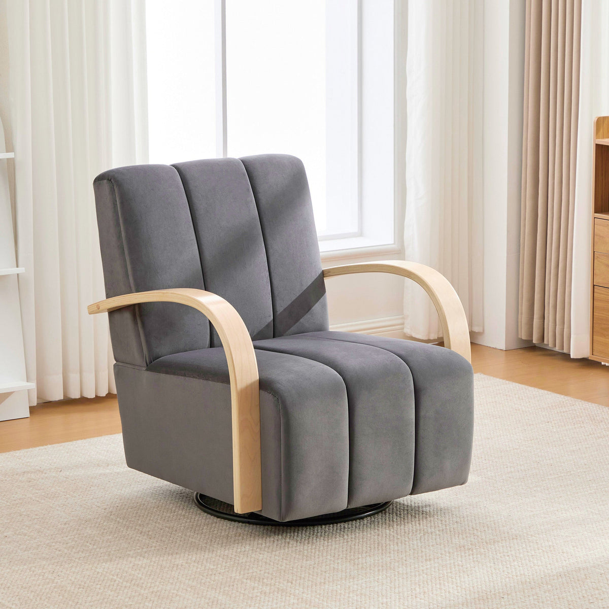 30.7"W Upholstered 360° Swivel Accent Chair