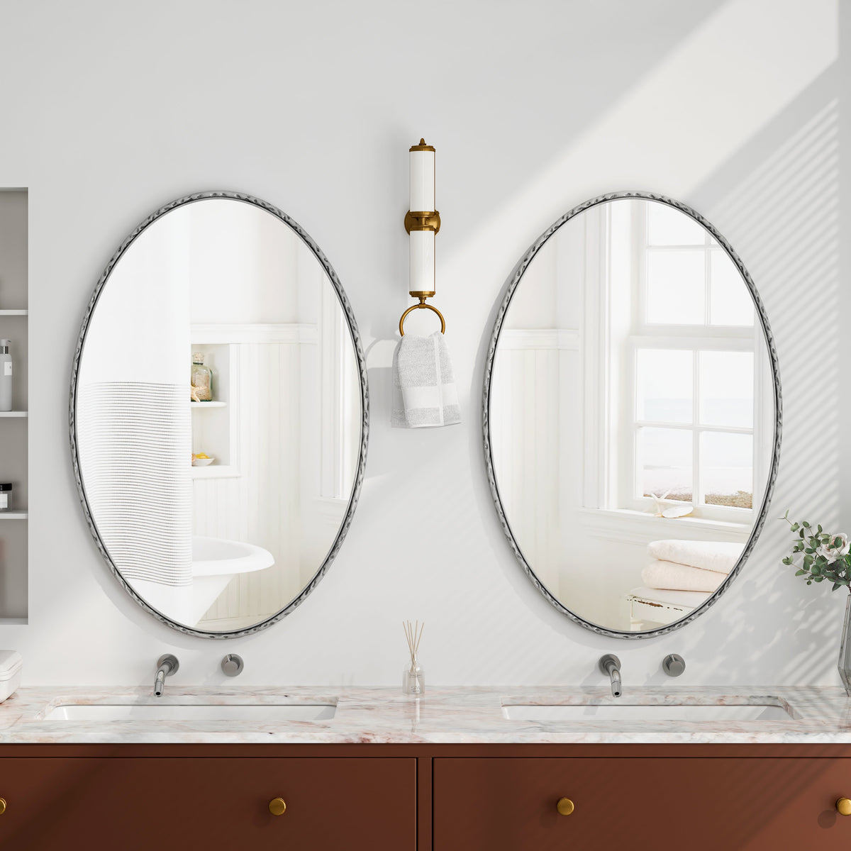 Iron Art Oval Retro Mirror - Antique Effect