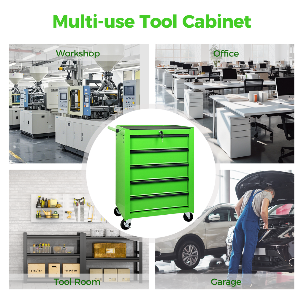 Rolling Metal Tool Chest with 5 Drawers