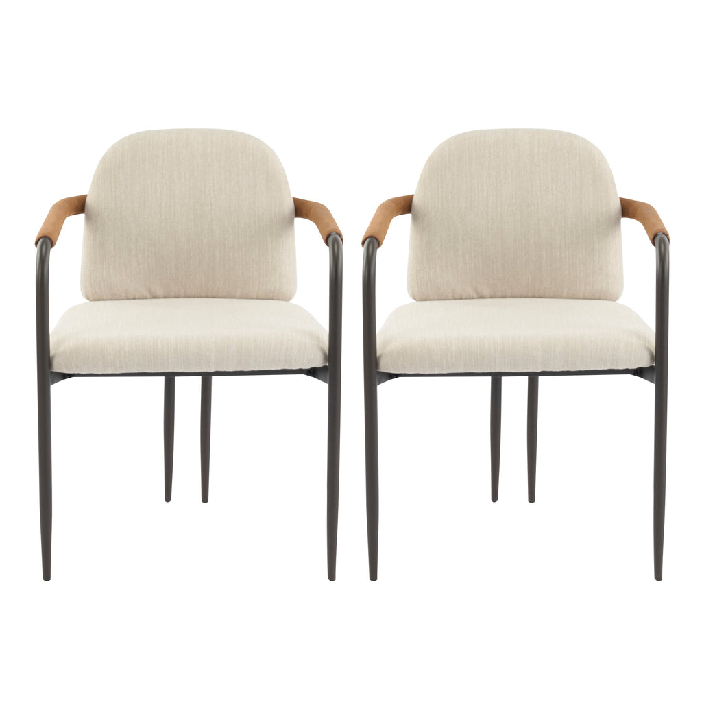 Dining Chair Set of 2 - Espresso and Beige