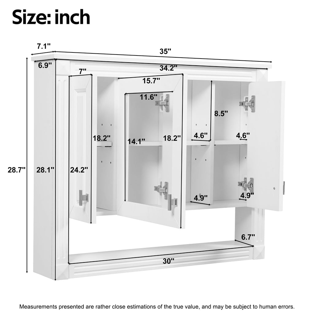 35 Inch Bathroom Wall Cabinet with Mirror