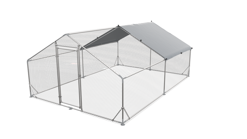 Large Metal Chicken Coop - Poultry Cage with Waterproof Cover