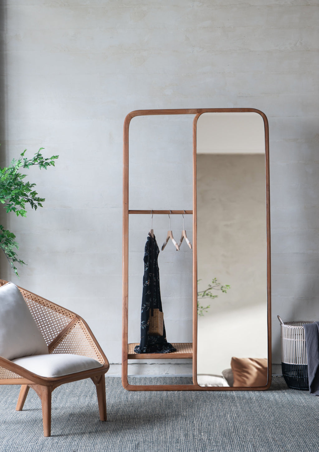 38" x 23" x 71.5" Clothes Hanger With Mirror - Large