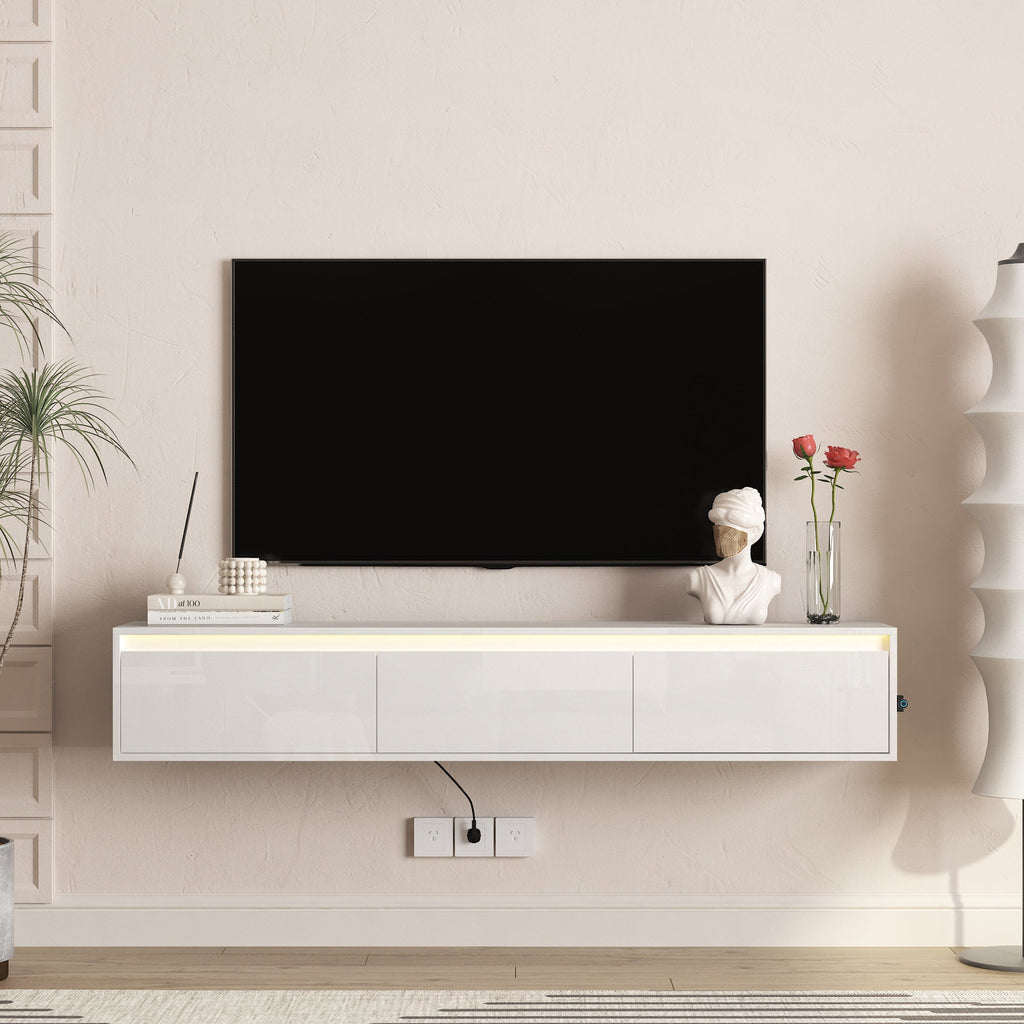 High-Gloss Suspended TV Cabinet