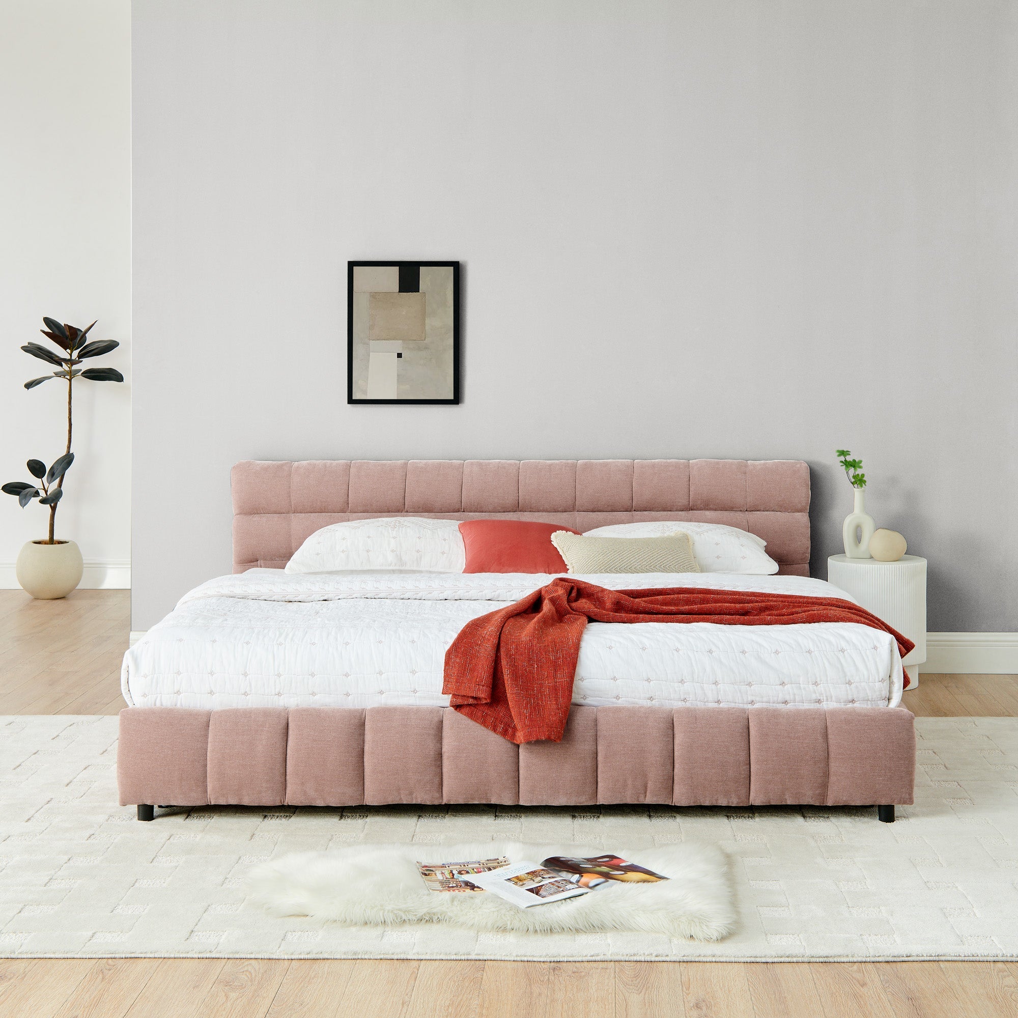 King Size Upholstered Bed Frame with Storage